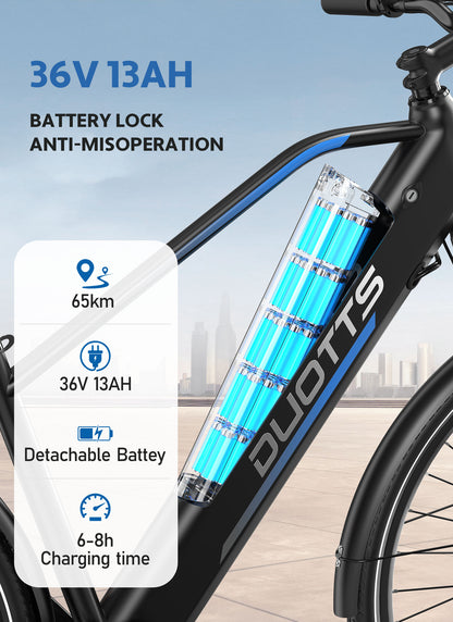 DUOTTS C29 Lite Adult Electric Bicycle 36V/250W, 65KM Range, 25KM/H Speed, Shimano 7-Speed, City E-Bike