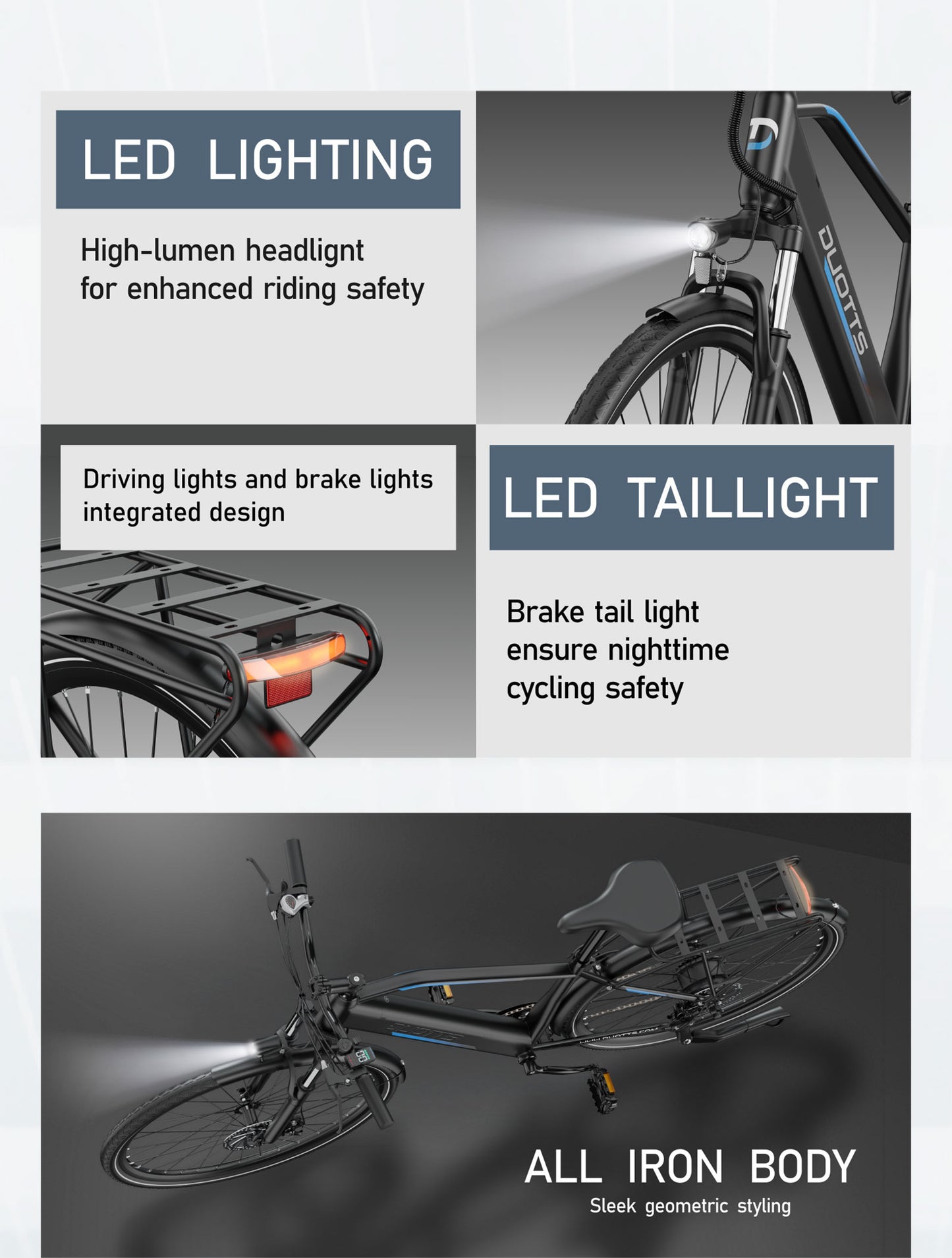 DUOTTS C29 Lite Adult Electric Bicycle 36V/250W, 65KM Range, 25KM/H Speed, Shimano 7-Speed, City E-Bike