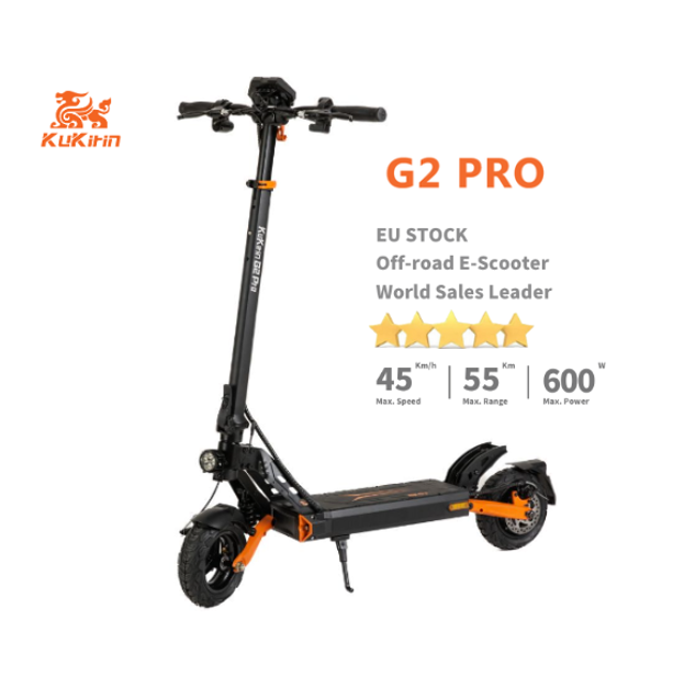 KuKirin G2 Pro Electric Scooter With Seat – 600W Motor, 45 km/h Speed, 55 km Long Distance Travel Range, 48V 15Ah Battery, Suspension, Foldable & Waterproof E-Scooter for Adults