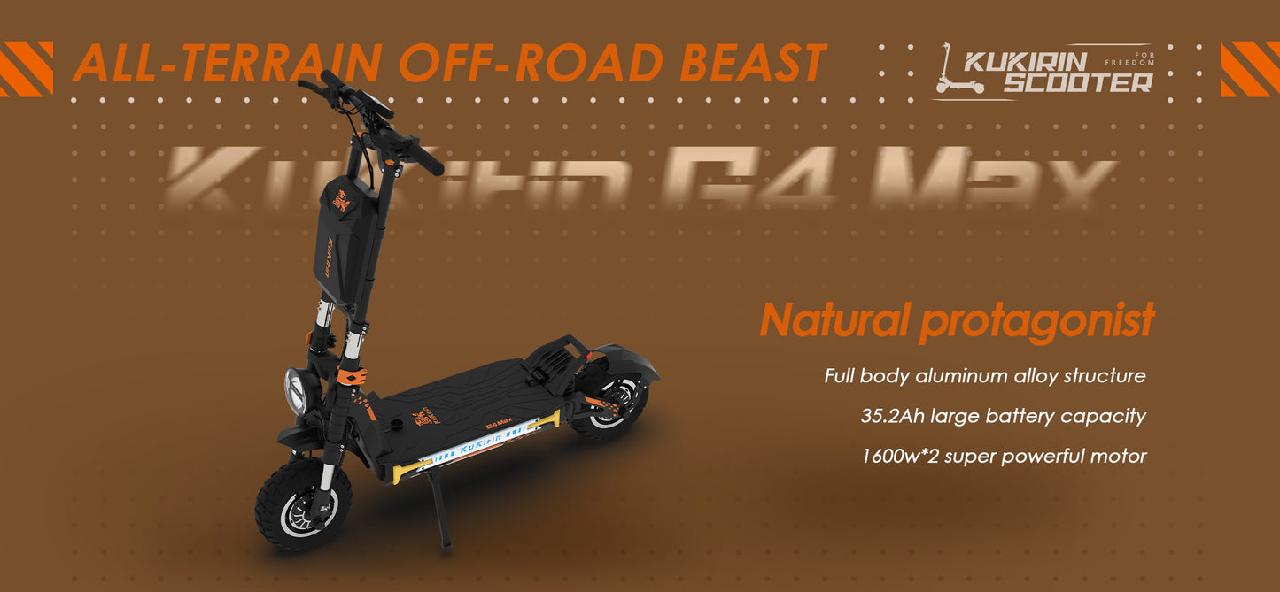 KuKirin G4 Max Electric Scooter – 3200W Motor, 86 km/h Speed, 95 km Long Distance Travel Range, 60V 35,2Ah Battery, Suspension, Foldable & Waterproof E-Scooter for Adults