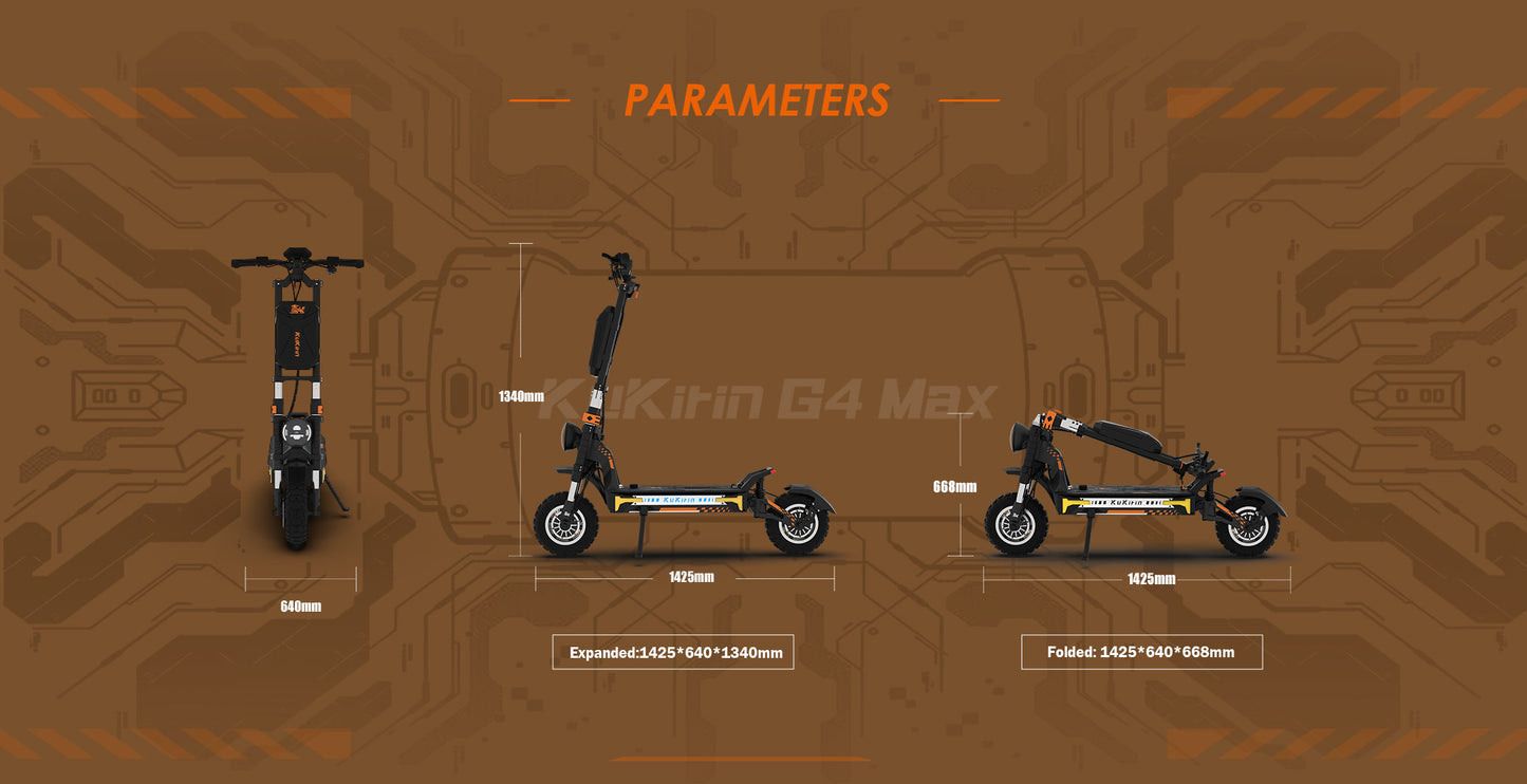 KuKirin G4 Max Electric Scooter – 3200W Motor, 86 km/h Speed, 95 km Long Distance Travel Range, 60V 35,2Ah Battery, Suspension, Foldable & Waterproof E-Scooter for Adults