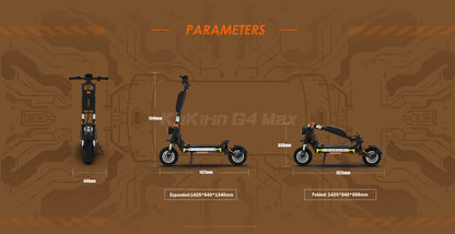 KuKirin G4 Max Electric Scooter – 3200W Motor, 86 km/h Speed, 95 km Long Distance Travel Range, 60V 35,2Ah Battery, Suspension, Foldable & Waterproof E-Scooter for Adults