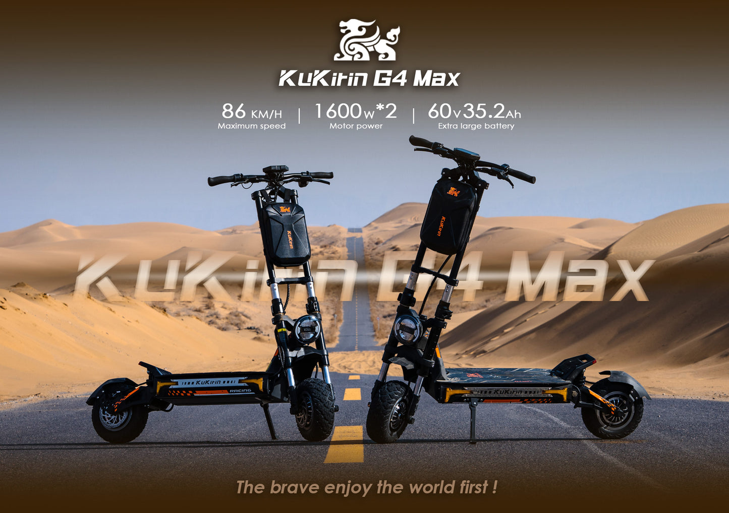KuKirin G4 Max Electric Scooter – 3200W Motor, 86 km/h Speed, 95 km Long Distance Travel Range, 60V 35,2Ah Battery, Suspension, Foldable & Waterproof E-Scooter for Adults