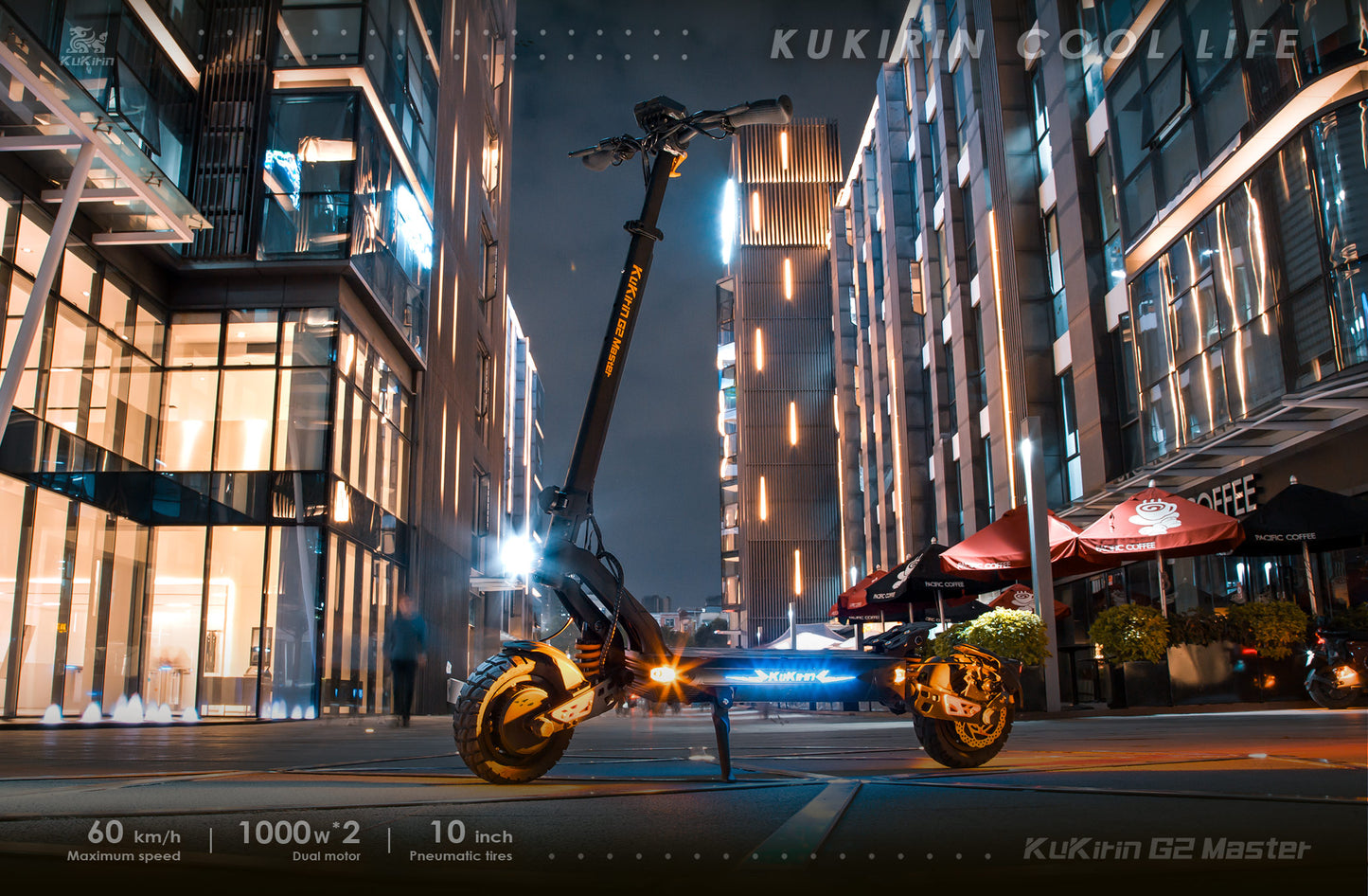 KuKirin G2 Master Electric Scooter – 2000W Motor, 60 km/h Speed, 70-80 km Range, 52V 8Ah Battery, Suspension, Foldable & Waterproof E-Scooter for Adults, City & Off-Road Commuting