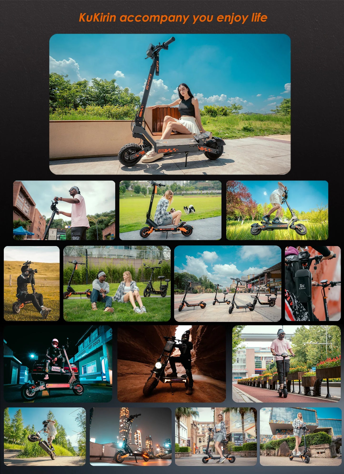 KuKirin G2 Electric Scooter With Seat – 800W Motor, 45 km/h Max Speed, 55 km Long Range, 48V 15Ah Battery, Dual Suspension, Foldable & IP54 Waterproof E-Scooter for Adults