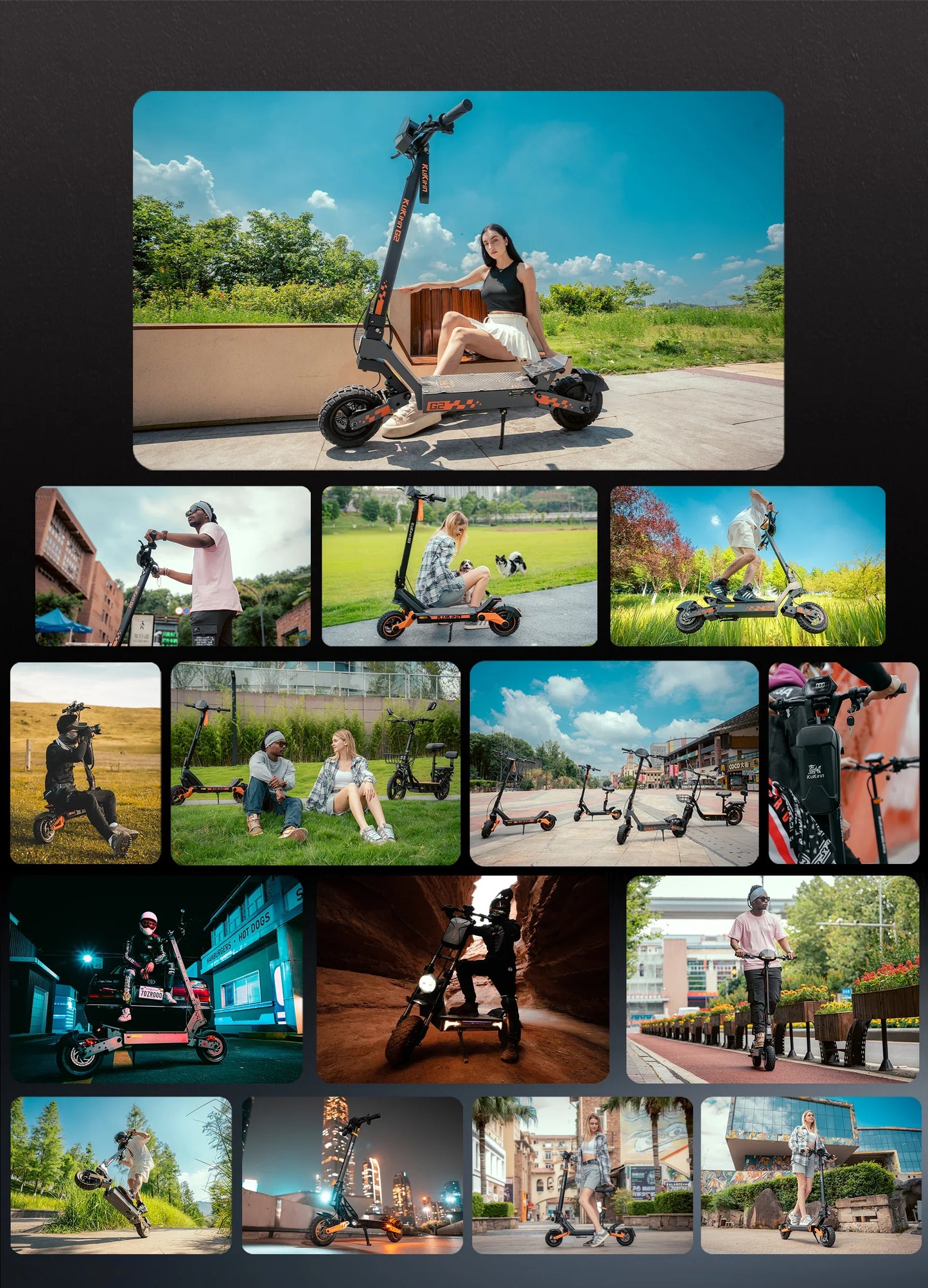 KuKirin G2 Electric Scooter With Seat – 800W Motor, 45 km/h Max Speed, 55 km Long Range, 48V 15Ah Battery, Dual Suspension, Foldable & IP54 Waterproof E-Scooter for Adults