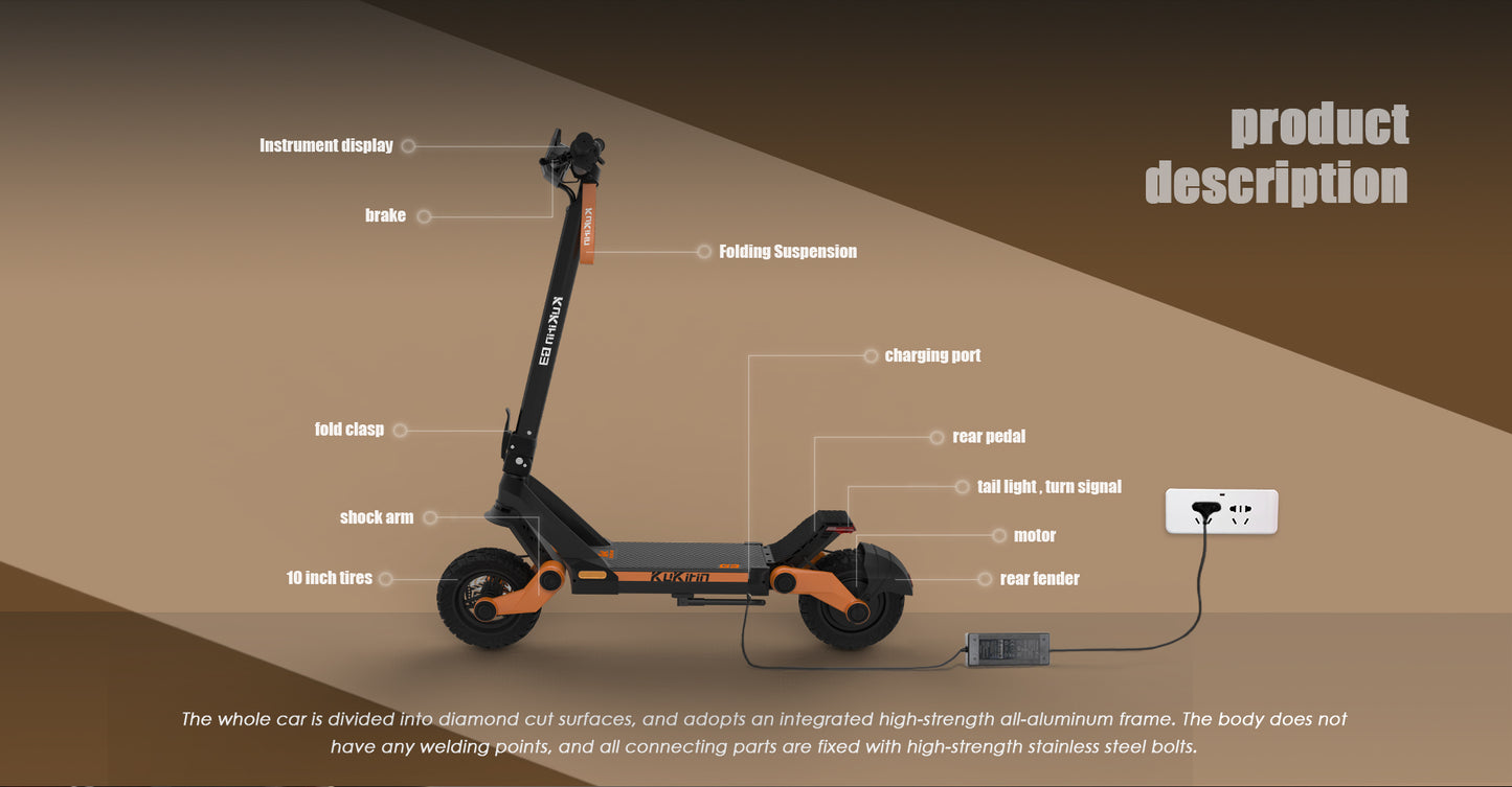 KuKirin G3 Electric Scooter – 1200W Motor, 50 km/h Speed, 60 km Long Distance Travel Range, 52V 18Ah Battery, Suspension, Foldable & Waterproof E-Scooter for Adults