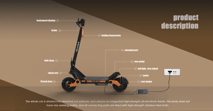 KuKirin G3 Electric Scooter – 1200W Motor, 50 km/h Speed, 60 km Long Distance Travel Range, 52V 18Ah Battery, Suspension, Foldable & Waterproof E-Scooter for Adults