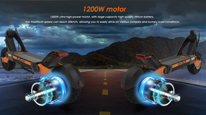 KuKirin G3 Electric Scooter – 1200W Motor, 50 km/h Speed, 60 km Long Distance Travel Range, 52V 18Ah Battery, Suspension, Foldable & Waterproof E-Scooter for Adults