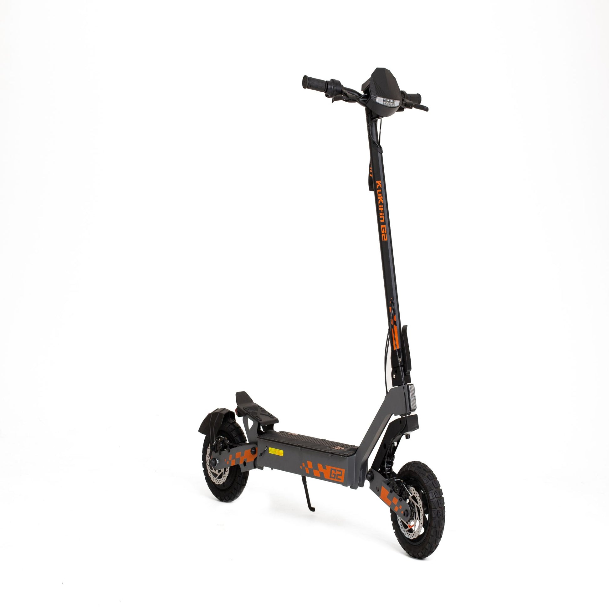Gray electric scooter with black handlebar on a white background